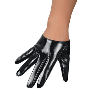 Bright Black Female Gloves / Patent Leather Long Gloves / Women's Mittens Different Lengths - EVE's SECRETS